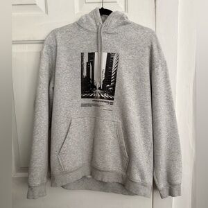 H&M Light Gray Relaxed-Fit Hoodie with Drawstring